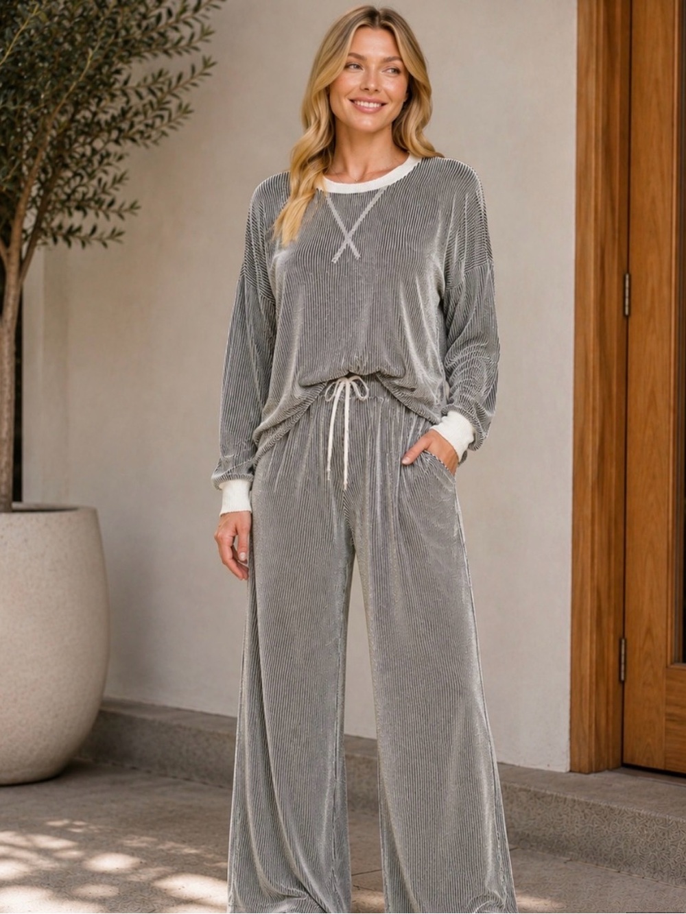 Zenana Raised Rib Set in Black